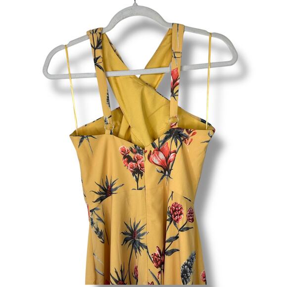 Dress The Population Brenna Canary Multi Yellow Floral Sheath Maxi Dress Small - Picture 9 of 13